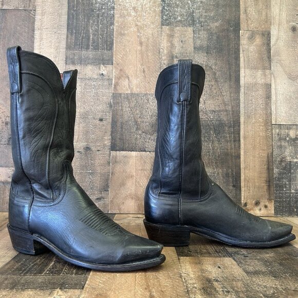 Lucchese N159754 Black Snip Toe 1883 Cowboy Boots Mens 8 EE - Picture 5 of 12